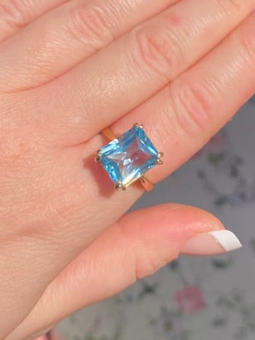 Sky Blue Topaz Solid 9ct Gold Ring