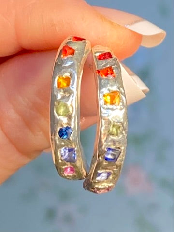 Rainbow Sapphire Earrings
