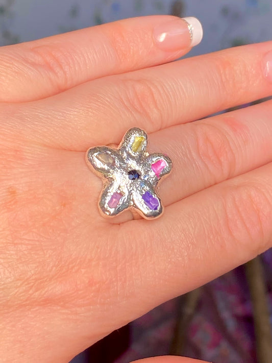 Sapphire Flower Ring
