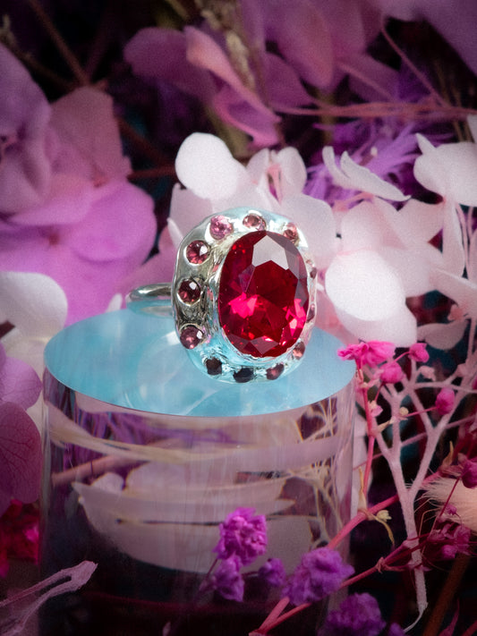 Strawberry Jelly Rhodolite Ring