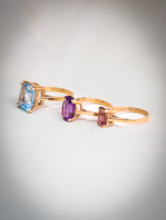 Purple Amethyst Solid Gold Ring