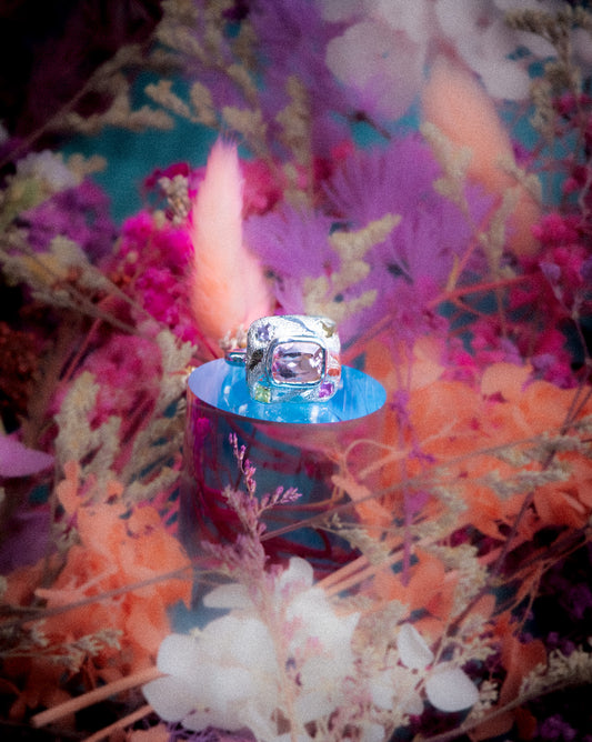 Morganite and Sapphire Candy Ring