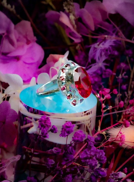 Strawberry Jelly Rhodolite Ring