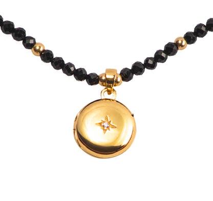 Black Spinel Star-Set Locket