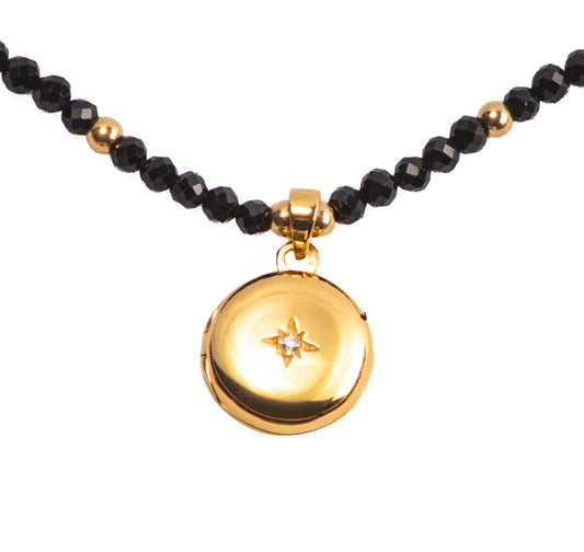 Black Spinel Star-Set Locket
