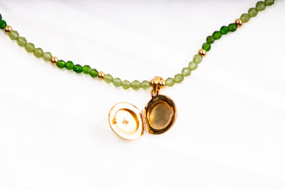 Peridot and Chrome Diopside Star-Set Locket