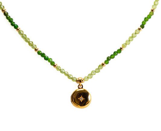 Peridot and Chrome Diopside Star-Set Locket